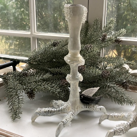 PAIR Haunted Forest Taper Candlestick Holders Gothic Winter - Picture 2 of 9